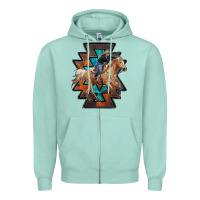 Seafoam cowgirl with aztec Zipper Hoodie - RanaPortraitStore