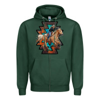 Sports Green cowgirl with aztec Zipper Hoodie - RanaPortraitStore