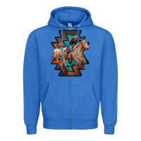 True Royal cowgirl with aztec Zipper Hoodie - RanaPortraitStore
