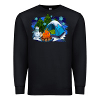 Black winter camping with camp fire Premium Sweatshirt - AdoDesignShop