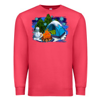 Cardinal winter camping with camp fire Premium Sweatshirt - AdoDesignShop