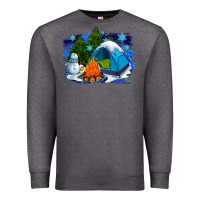 Charcoal Heather winter camping with camp fire Premium Sweatshirt - AdoDesignShop