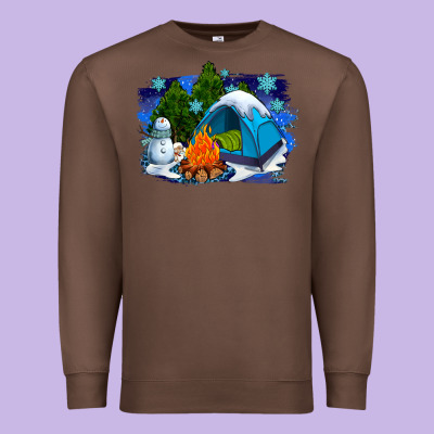 Winter Camping With Camp Fire Premium Sweatshirt Designed By Adodesignshop