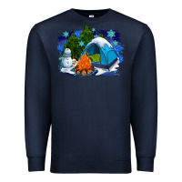 Navy winter camping with camp fire Premium Sweatshirt - AdoDesignShop