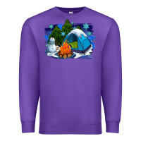 Purple winter camping with camp fire Premium Sweatshirt - AdoDesignShop