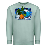 Seafoam winter camping with camp fire Premium Sweatshirt - AdoDesignShop