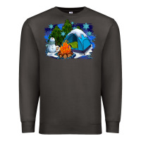 Smoke winter camping with camp fire Premium Sweatshirt - AdoDesignShop
