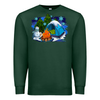 Sports Green winter camping with camp fire Premium Sweatshirt - AdoDesignShop