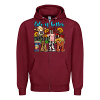 Burgundy life is better on the farm Zipper Hoodie - Zillion Design Studio