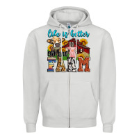 Dove Grey life is better on the farm Zipper Hoodie - Zillion Design Studio