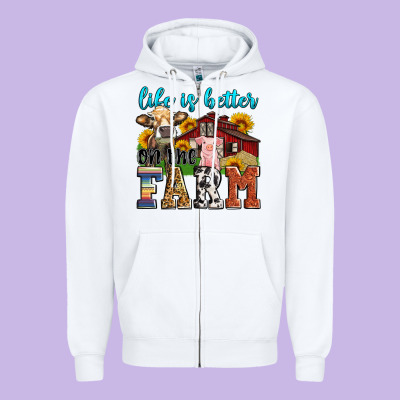 Life Is Better On The Farm Zipper Hoodie Designed By Zillion Design Studio