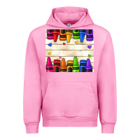 Fuchsia Pink custom teacher name crayons Urban Hoodie - NancyCooperArtShop