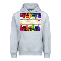 Heather Grey custom teacher name crayons Urban Hoodie - NancyCooperArtShop