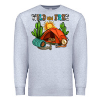 Heather Grey wild and free camp Premium Sweatshirt - AdoDesignShop
