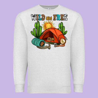 Wild And Free Camp Premium Sweatshirt Designed By Adodesignshop