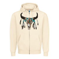 Sandshell boho bull skull Zipper Hoodie - RanaPortraitStore