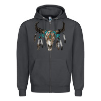 Smoke boho bull skull Zipper Hoodie - RanaPortraitStore