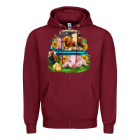 Burgundy farm truck animals Zipper Hoodie - Zillion Design Studio