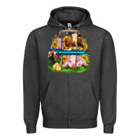 Charcoal Heather farm truck animals Zipper Hoodie - Zillion Design Studio
