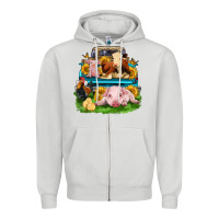 Dove Grey farm truck animals Zipper Hoodie - Zillion Design Studio