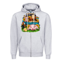 Heather Grey farm truck animals Zipper Hoodie - Zillion Design Studio