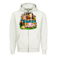 Oatmeal Heather farm truck animals Zipper Hoodie - Zillion Design Studio