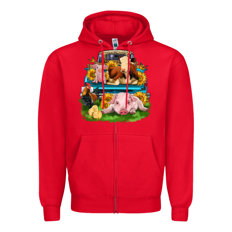Farm Truck Animals Zipper Hoodie by Zillion Design Studio | Teevron