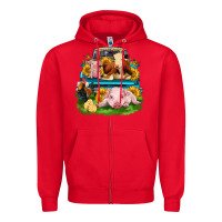 Red farm truck animals Zipper Hoodie - Zillion Design Studio