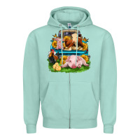Seafoam farm truck animals Zipper Hoodie - Zillion Design Studio