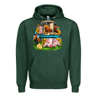 Sports Green farm truck animals Zipper Hoodie - Zillion Design Studio