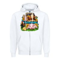 White farm truck animals Zipper Hoodie - Zillion Design Studio