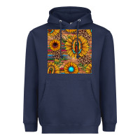 Navy our lady of guadalupe sunflower  seamless pattern Heavyweight Hoodie - JahusDesignShop