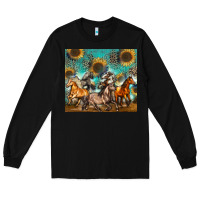 Black western horses Long Sleeve Tee - Zillion Design Studio