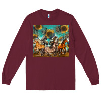 Burgundy western horses Long Sleeve Tee - Zillion Design Studio