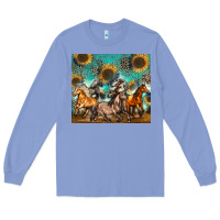 Colony Blue western horses Long Sleeve Tee - Zillion Design Studio