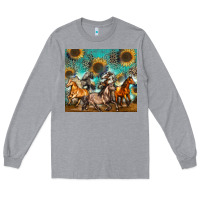 Heather Grey western horses Long Sleeve Tee - Zillion Design Studio