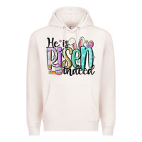 Pale Pink he is risen indeed Premium Hoodie - MaliasSmallBusiness