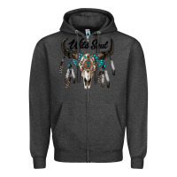 Charcoal Heather wild soul boho skull Zipper Hoodie - RanaPortraitStore