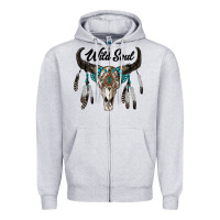 Heather Grey wild soul boho skull Zipper Hoodie - RanaPortraitStore