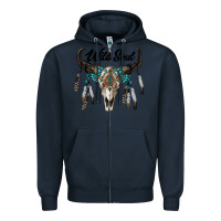 Navy wild soul boho skull Zipper Hoodie - RanaPortraitStore