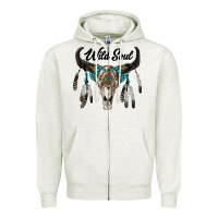 Oatmeal Heather wild soul boho skull Zipper Hoodie - RanaPortraitStore