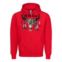 Red wild soul boho skull Zipper Hoodie - RanaPortraitStore