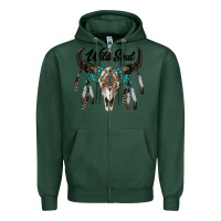 Sports Green wild soul boho skull Zipper Hoodie - RanaPortraitStore