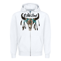 White wild soul boho skull Zipper Hoodie - RanaPortraitStore