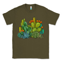 Army Green watercolor cactus Classic Tee - BarkalooDesign