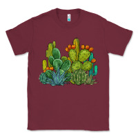 Burgundy watercolor cactus Classic Tee - BarkalooDesign