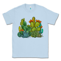 Dusty Blue watercolor cactus Classic Tee - BarkalooDesign