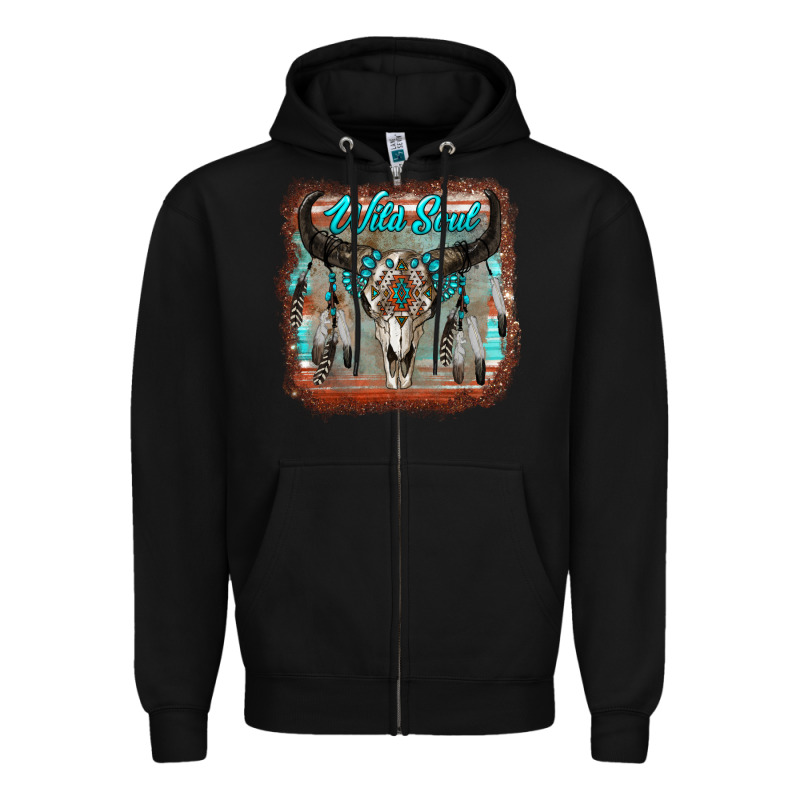 Wild Soul Boho Skull With Background Zipper Hoodie by RanaPortraitStore | Teevron