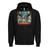 Black wild soul boho skull with background Zipper Hoodie - RanaPortraitStore