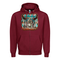 Burgundy wild soul boho skull with background Zipper Hoodie - RanaPortraitStore
